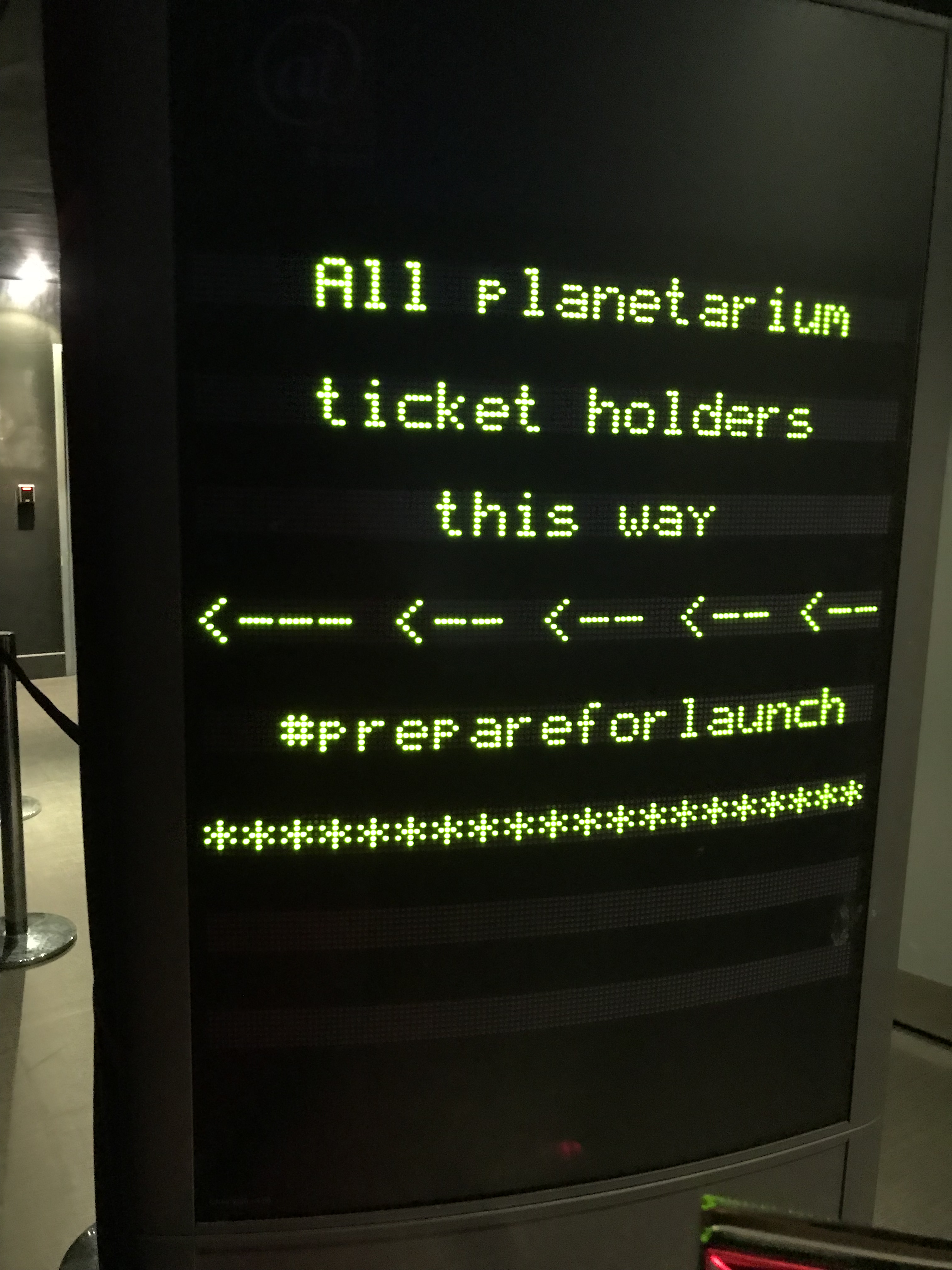 Electronic sign leading the way for ticket holders