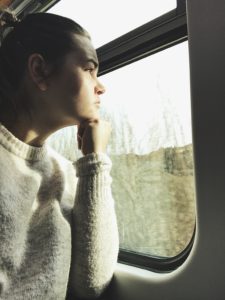 A wistful pose on the train to Rome