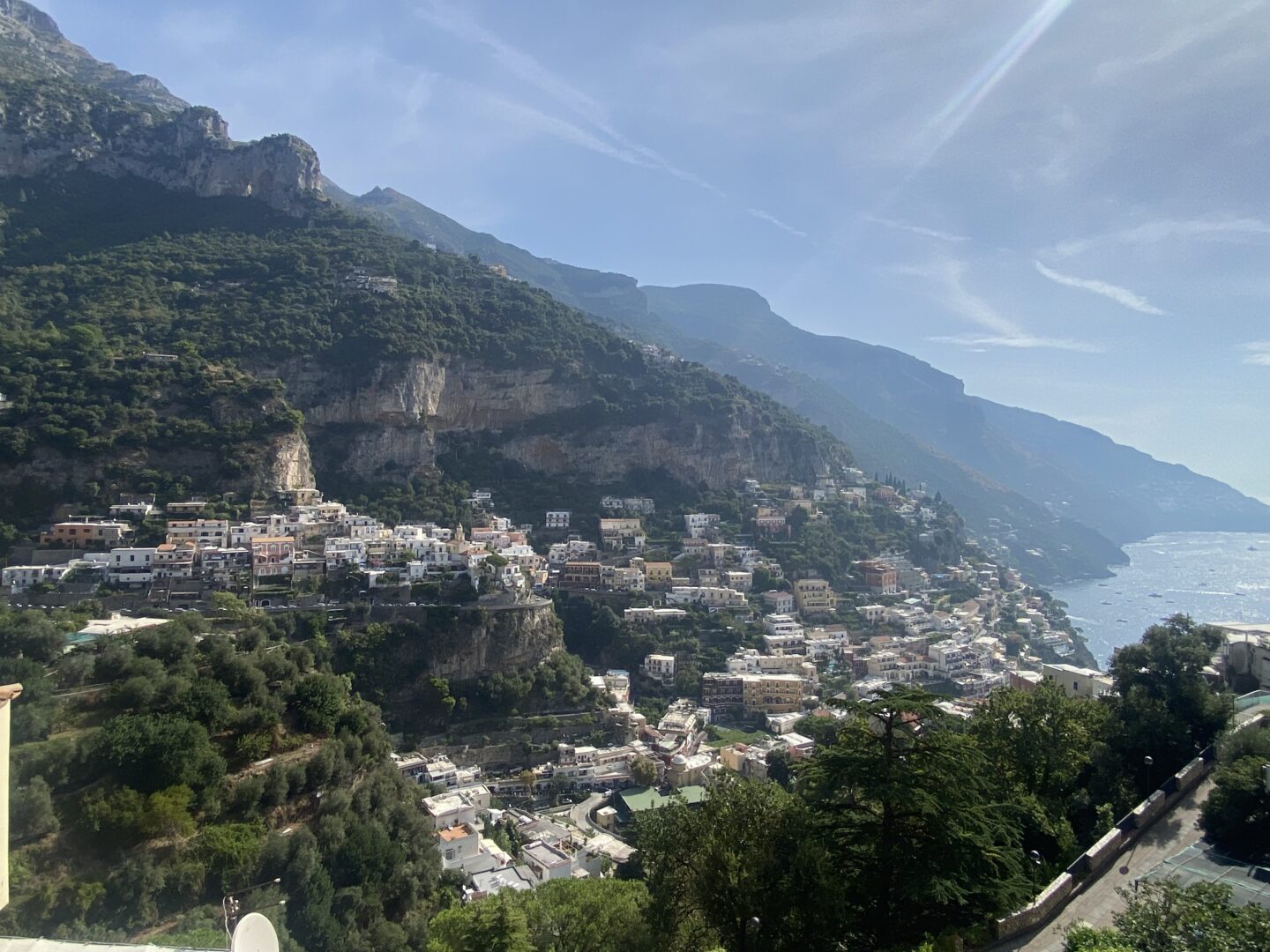 View of Spiaggia Grande and Positano’s cliffside houses from the beach