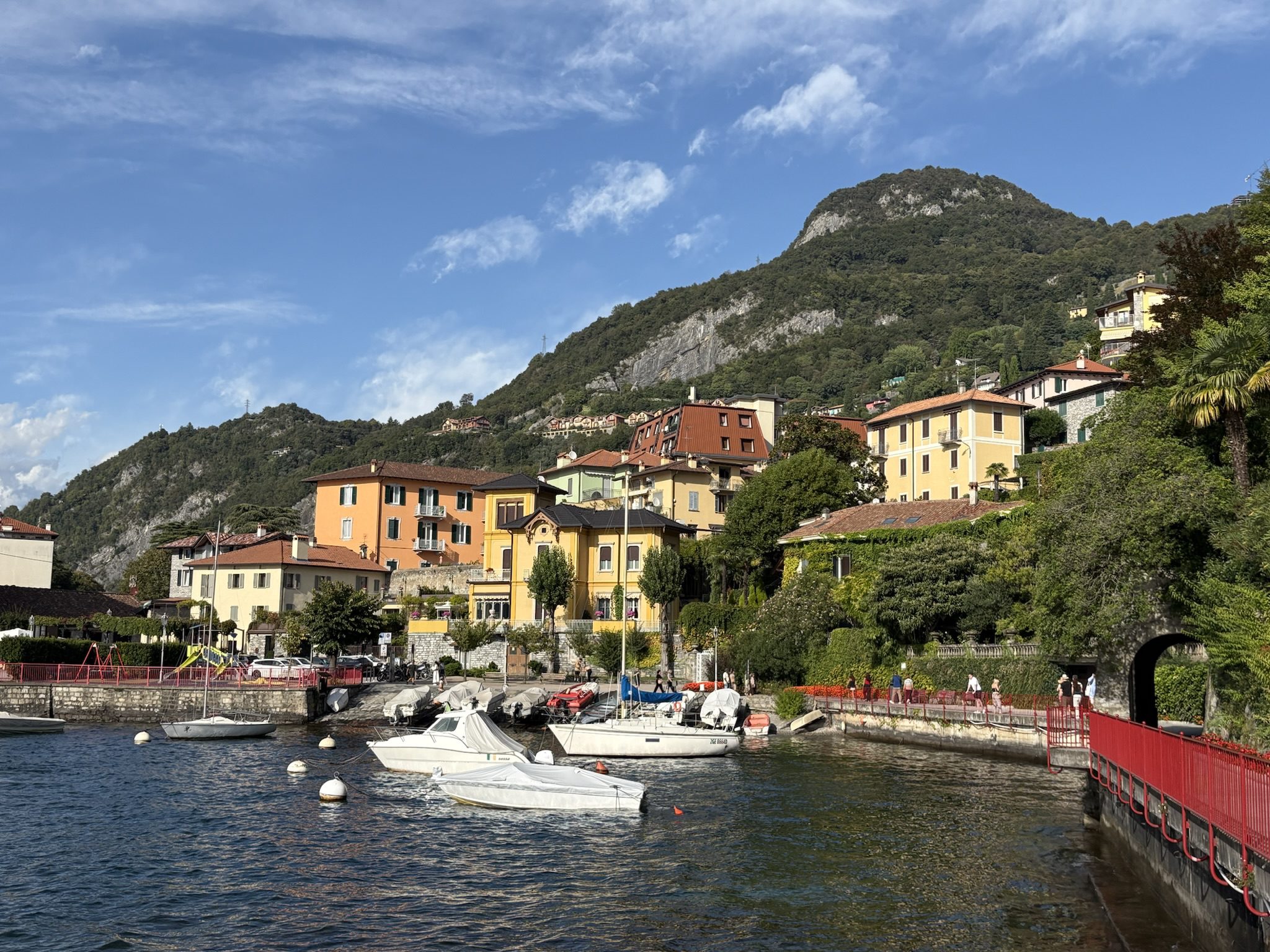 Colourful houses and waterfront in Varenna on Lake Como