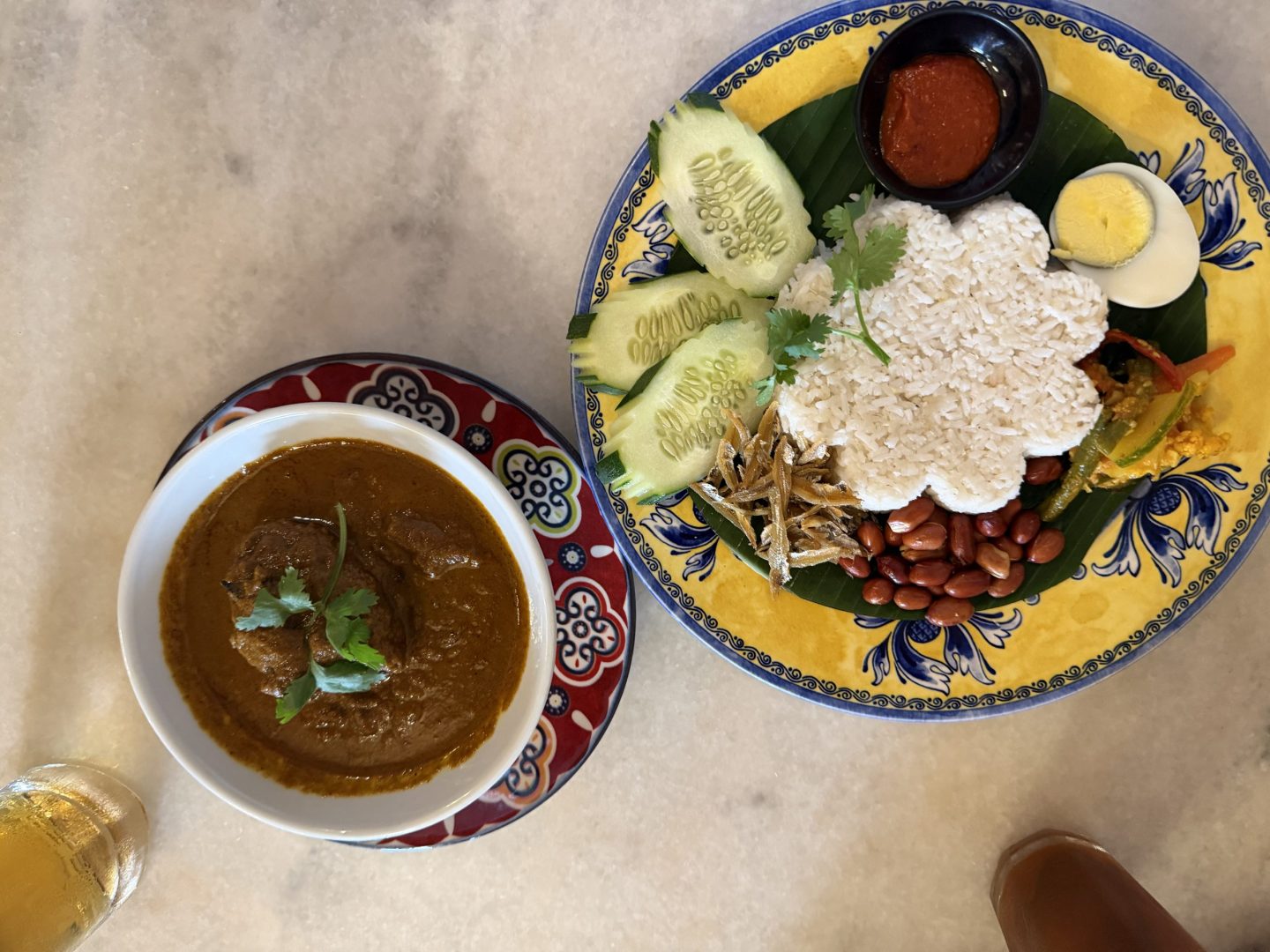 Wild Coriander Nasi Lemak with Beef Rendang in Melaka