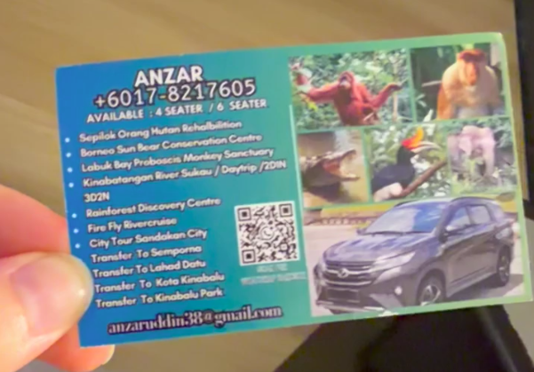 Borneo tour guide driver details