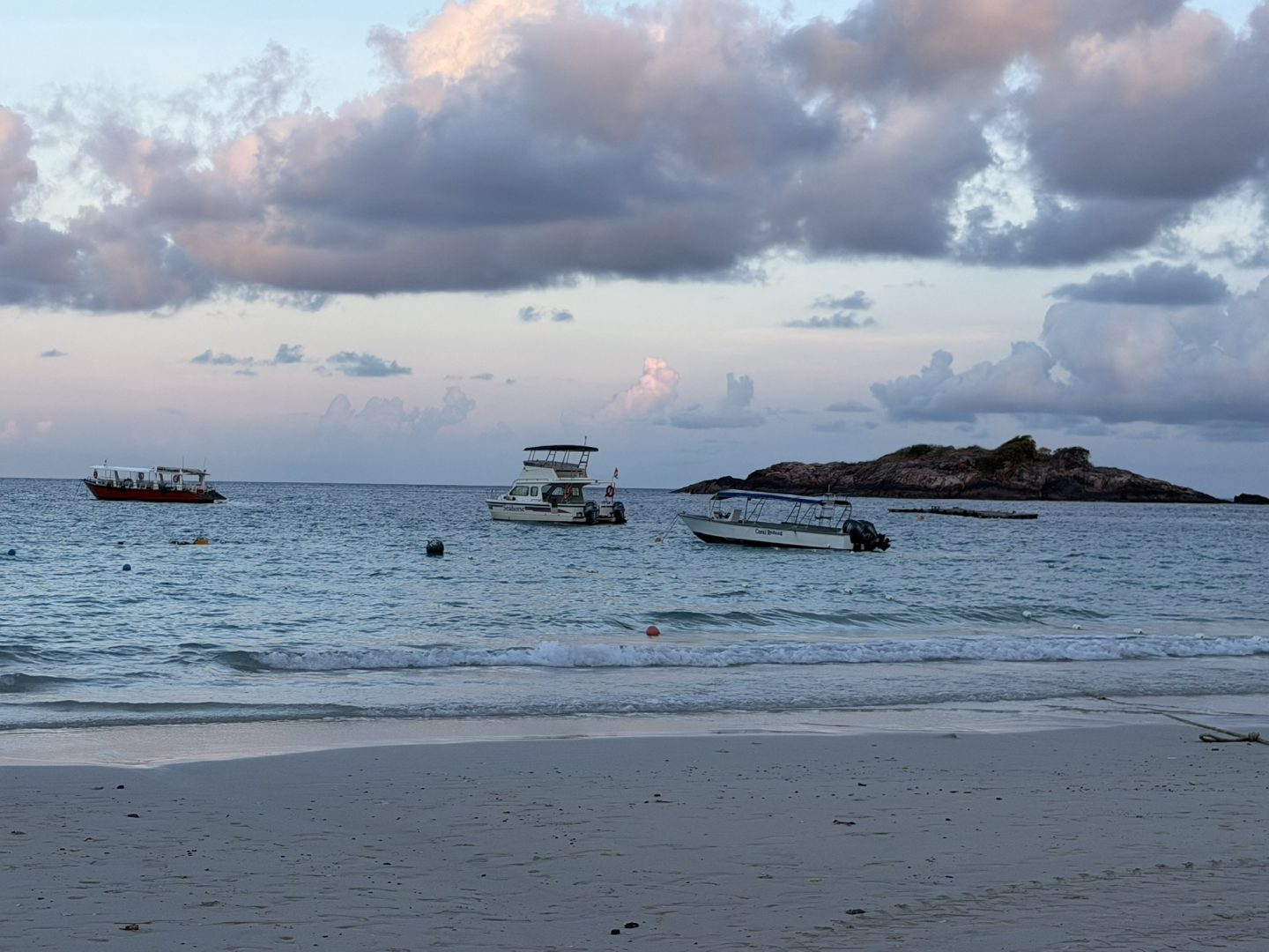 redang island sunset beach boats malaysia