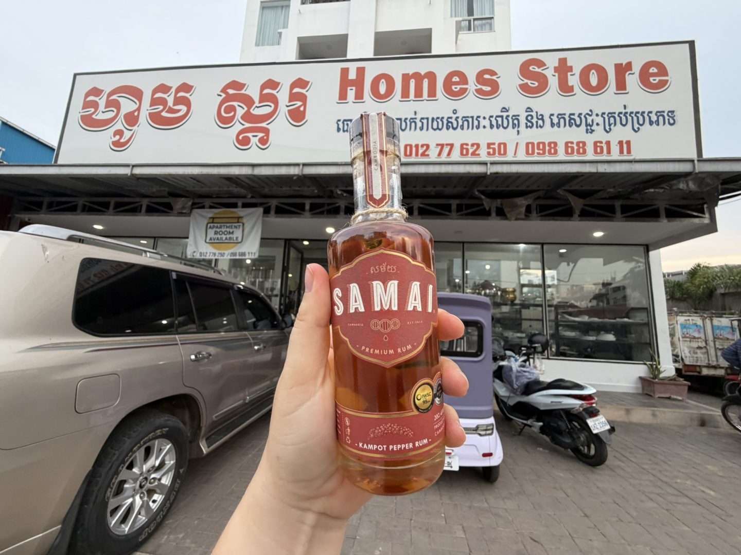 Samai Kampot Pepper Rum bought in Siem Reap