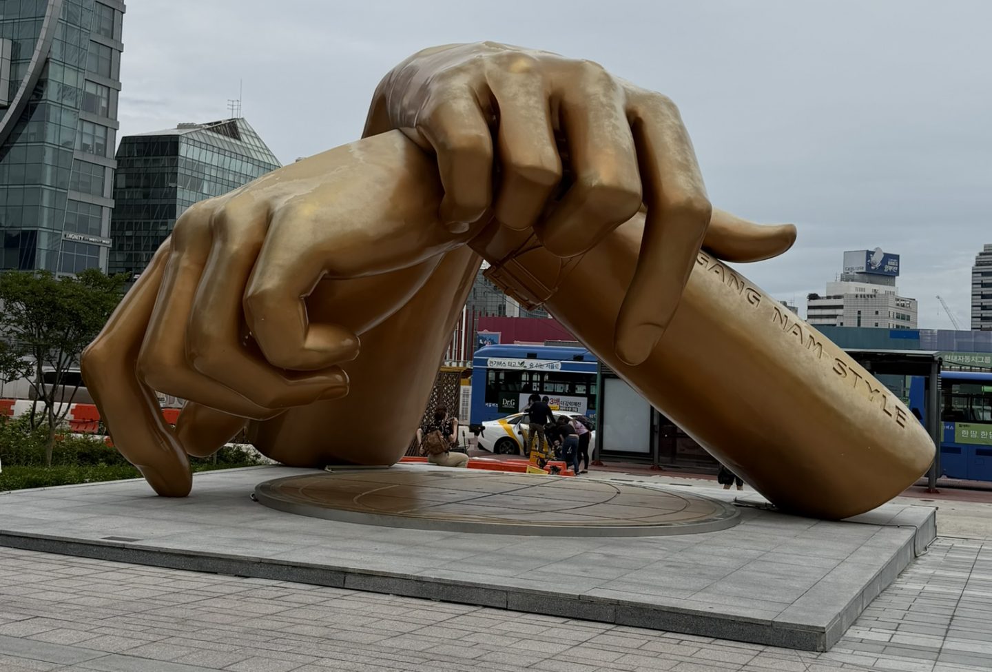 Gangnam Style hands statue outside COEX Mall in Seoul