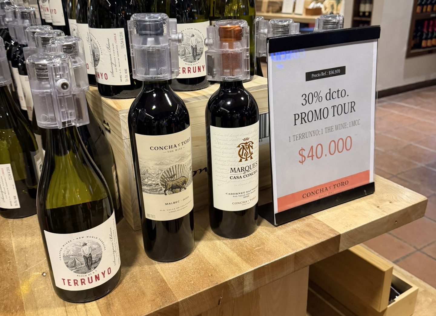 Concho Y Toro wine promotion in store in Pique, Chile