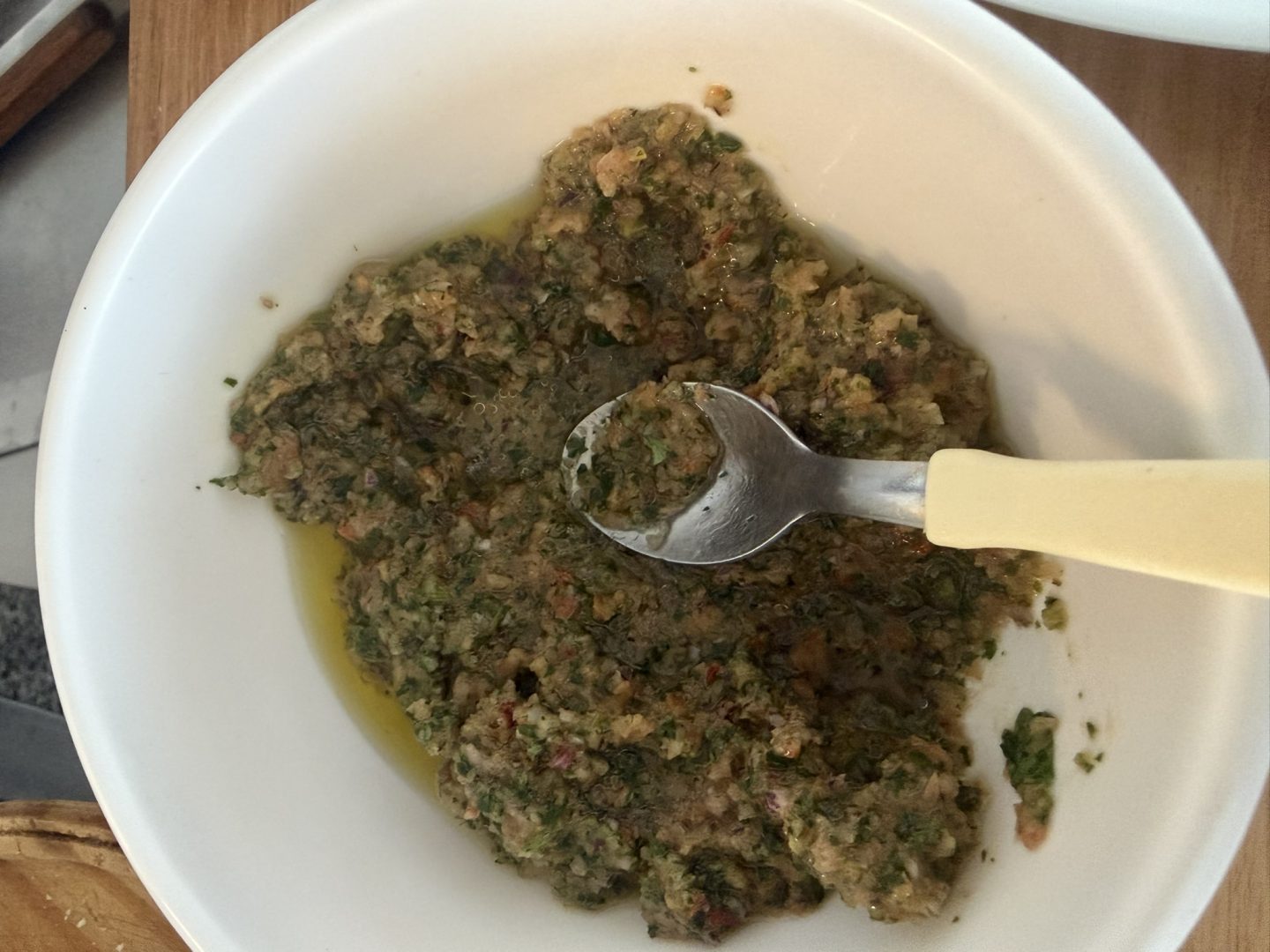 Bowl of chimichurri served in Uruguay