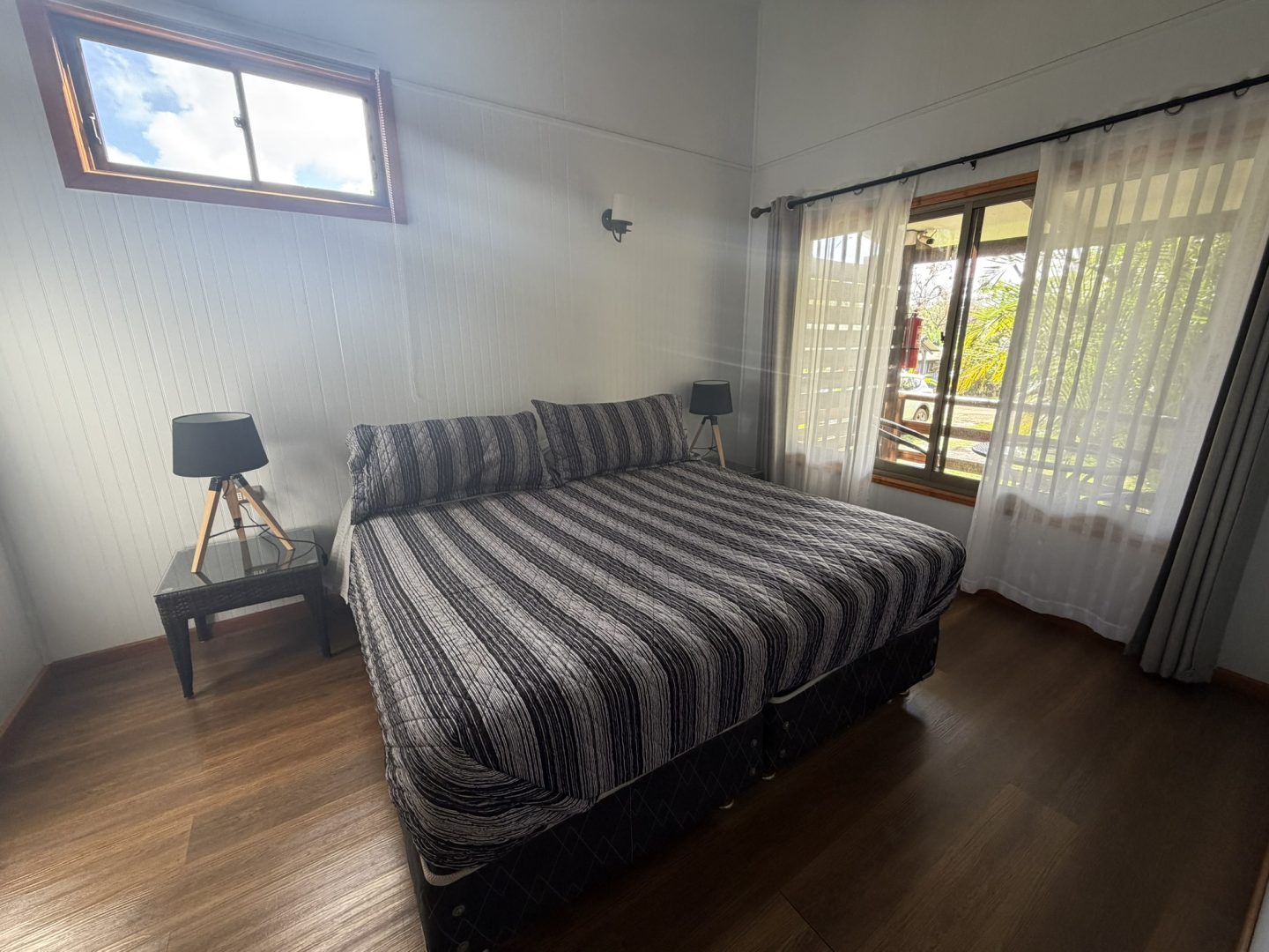 Bedroom inside our cabin at Cabañas Raupa on Easter Island