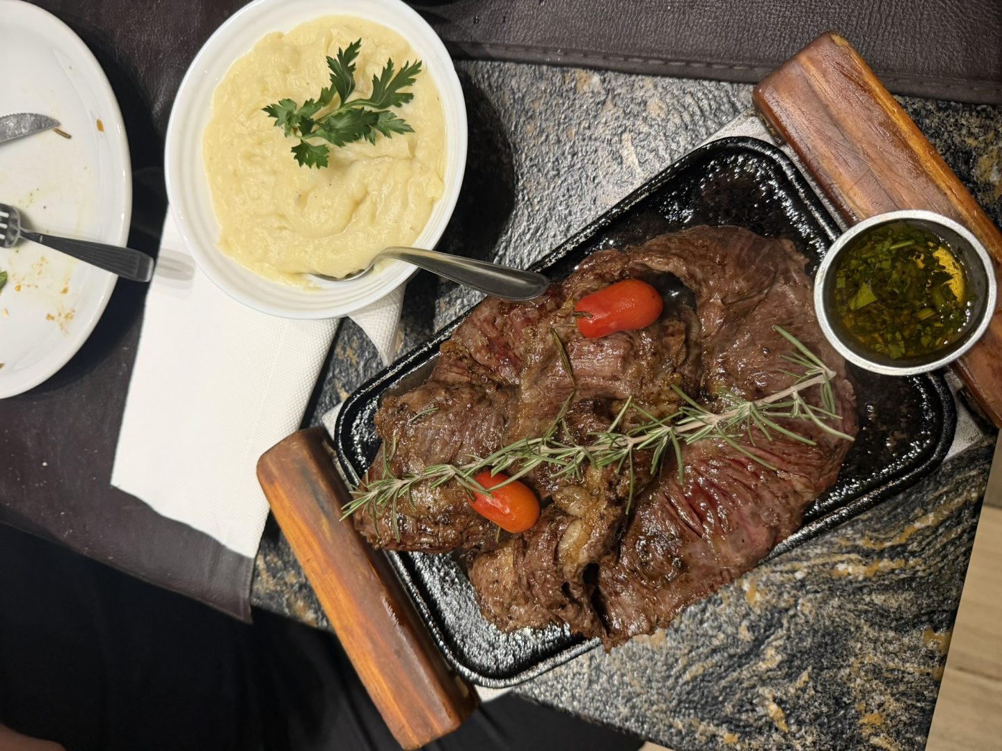 Grilled Argentine steak served at a parrilla in Mendoza