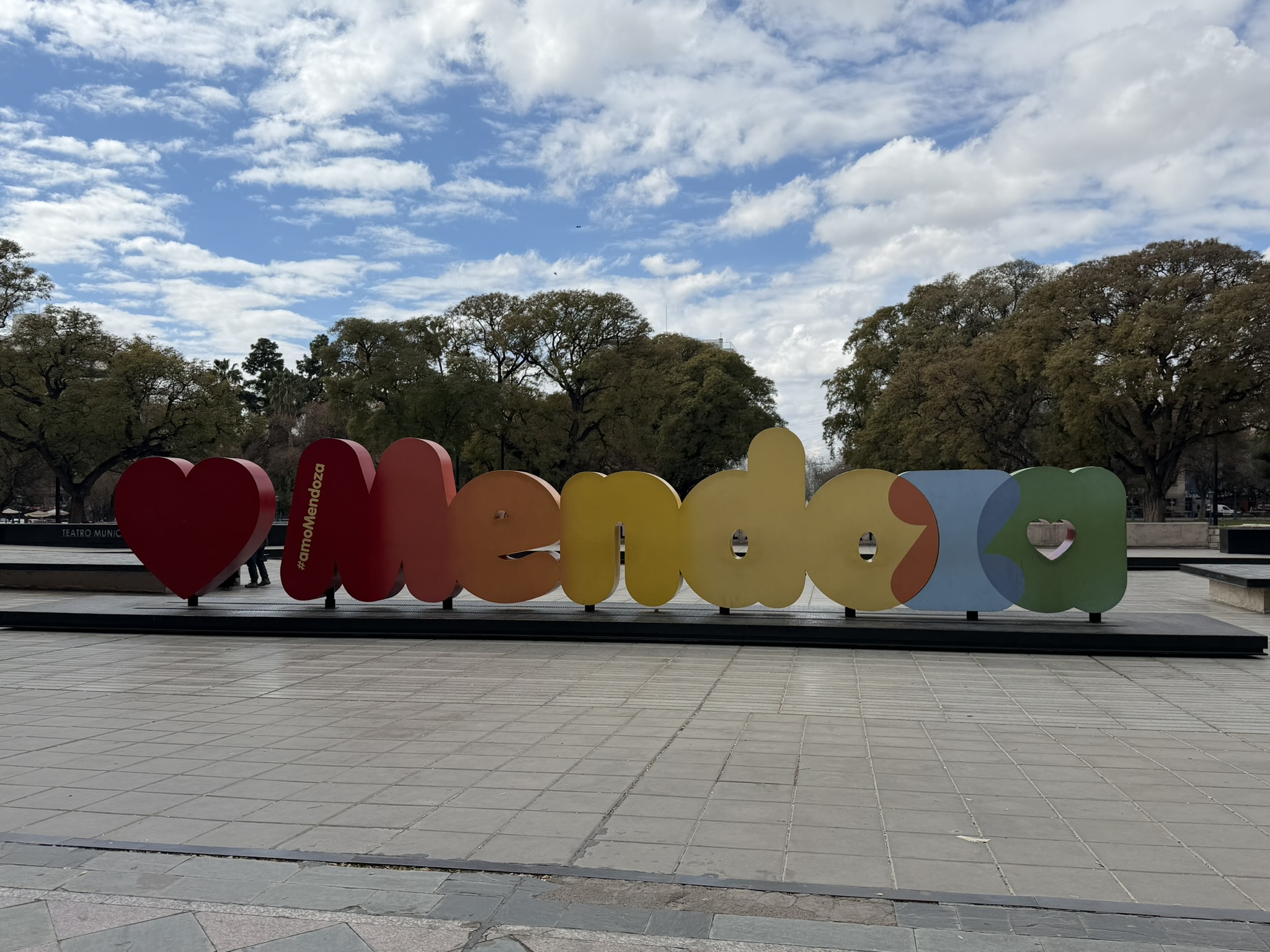 Colourful Mendoza sign in Plaza Independencia