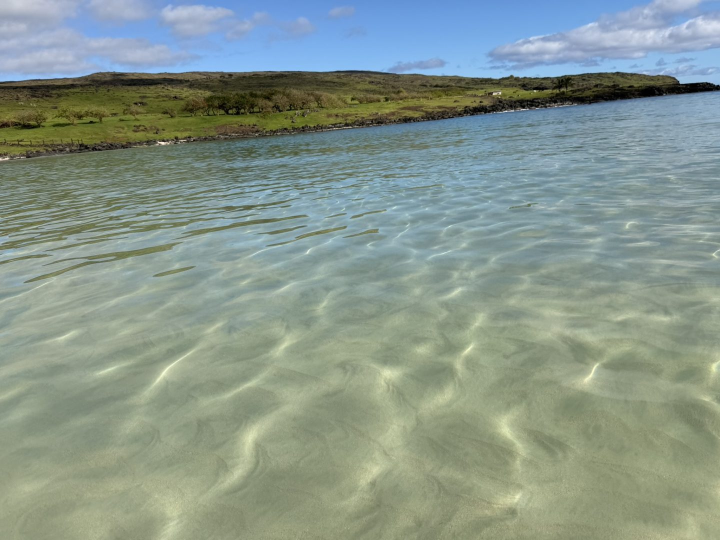 Clear water at Anakena Beach on Rapa Nui